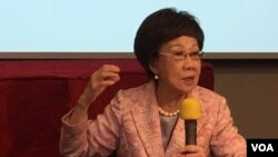 2020总统参选人、前台湾副总统吕秀莲在台北举行座谈会(美国之音齐勇明摄 2019年10月25日)