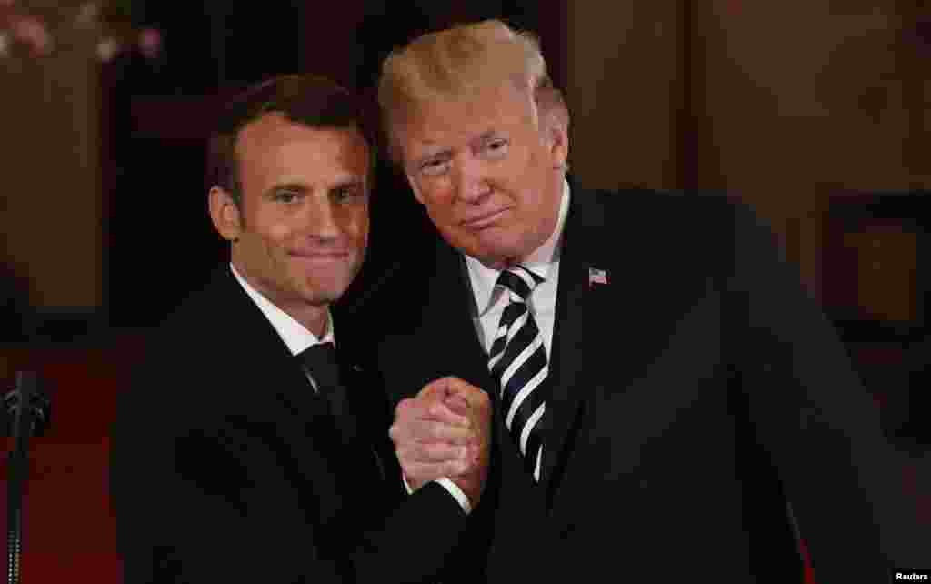 2018年4月24日,美国总统川普和法国总统马克龙在白宫开完联合记者会之后握手。川普说,在贸易问题上,中国很多年来一直对美国不公平,而在他上台后,中国从来没有像现在这样尊重美国,双方目前正在就贸易进行实质性的讨论,如果双方不能达成协议,美国将按计划对中国产品征收关税。 川普再次提到他与中国领导人习近平之间的良好关系,并表示这种关系对于推动朝鲜局势的发展有很大关系。