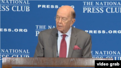 美国商务部长罗斯2018年5月14日在华盛顿国家新闻俱乐部(National Press Club)就美国贸易政策发表讲话。(视频截图)