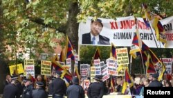 Một cuộc biểu tình chống ông Tập Cận Bình của người Tây Tạng ở nước ngoài.