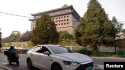 北京街头的比亚迪电动车。(资料照片)