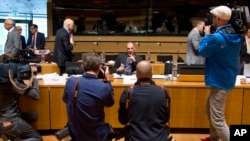 希腊财政部长在欧盟各国财政部长会议上(2015年6月19日)