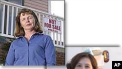 上左为美国拆迁“钉子户”凯露,下右为北京知名维权人士倪玉兰(资料照片)