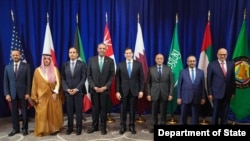 美国国务卿马尔科·卢比奥会见海湾合作委员会成员国的外交部长。(2025年9月24日)