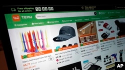 Halaman situs web Temu pada 23 Juni 2023 di New York. (Foto: AP)