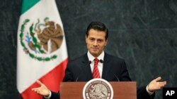 墨西哥总统恩里克·培尼亚·涅托在电视讲话中谈论他和川普的会晤(2016年11月9日)