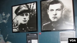 维尔纽斯政治迫害历史纪念馆中有关立陶宛游击队领袖拉曼纳乌斯卡斯-瓦纳加斯的生平介绍,包括他本人,他和妻子、女儿,以及被捕后的照片。