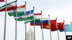 资料照:上海合作组织成员国的国旗