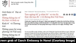 Thông báo của Đại sứ quán Czech tại Hà Nội về việc ngừng cấp visa dài hạn cho người Việt. Động thái này diễn ra vài ngày sau khi Nguyễn Hải Long, một người Việt sinh sống ở Czech, thú tội trước tòa án Đức về vụ bắt cóc Trịnh Xuân Thanh cách đây 1 năm.