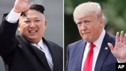 မြောက်ကိုရီးယားခေါင်းဆောင် Kim Jong Un နဲ့ အမေရိကန်သမ္မတ Donald Trump ။