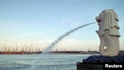 资料照:新加坡著名地标鱼尾狮公园