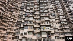 香港政府公营房屋一栋楼房的外景。(2018年10月26日)