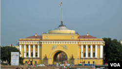 圣彼得堡俄罗斯海军总部。中国海军代表团最近访问圣彼得堡,同俄罗斯海军商定4月末联合海军演习细节。