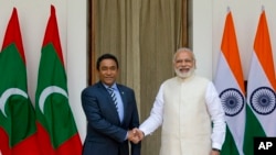 印度总理莫迪会见马尔代夫前总统亚明(2016年4月)