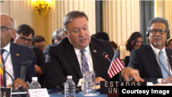 美国国务卿蓬佩奥出席在华盛顿举行的第48届美洲国家组织大会。(2018年6月4日)