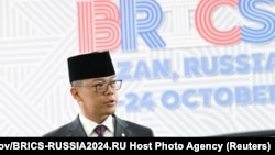 Menteri Luar Negeri Indonesia Sugiono menghadiri KTT BRICS di kota Kazan, Rusia, 24 Oktober 2024 (foto: dok).
