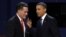 Ửng cử viên Ðảng Cộng hòa Mitt Romney và Tổng thống Barack Obama tại cuộc tranh luận đầu tiên tại Ðại học Denver, ngày 3/10/2012