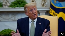 美国总统特朗普在白宫会见爱尔兰总理瓦拉德卡。(2020年3月12日)