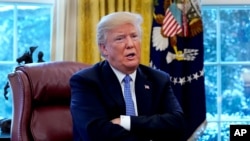 美国总统川普2018年1月17日在白宫讲话