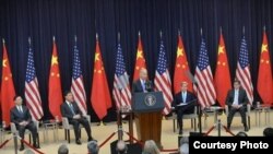 美国副总统拜登7月10日在2013年美中战略与经济对话 会议上讲话(照片来源:美国国务院)