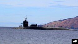 一艘准备进入菲律宾马尼拉苏比克自由港的美国海军俄亥俄级战略核潜艇。(2014年3月25日)