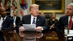 川普总统在白宫会晤制药公司的首席执行官们。(2017年1月31日)