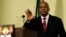 Presiden Afrika Selatan Jacob Zuma tampil dalam konferensi pers di Pretoria, Rabu (14/2).