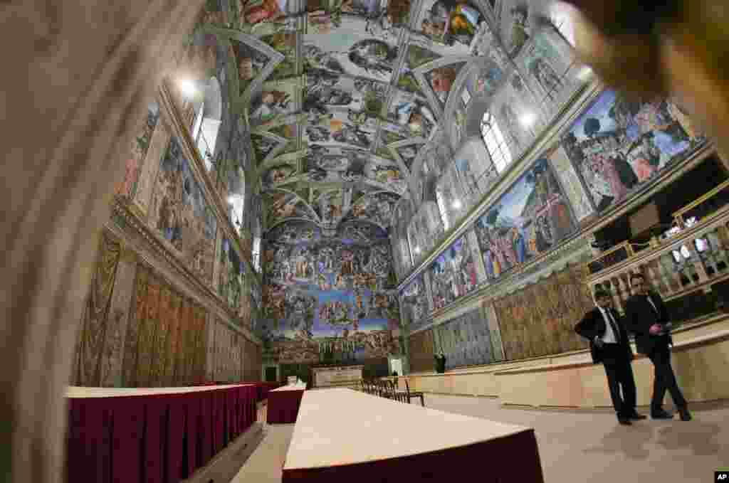 Một cảnh của nhà nguyện Sistine hôm 9/3.
