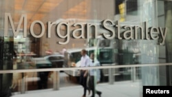 资料照:在美国纽约市的一座摩根史丹利的大厦