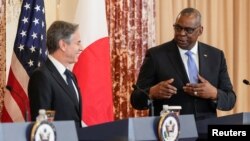 Держсекретар США Блінкен і міністр оборони Остін під час засідання Консультативного комітету з безпеки США та Японії у 2023 році в Державному департаменті у Вашингтоні
