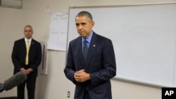 奥巴马总统12月4号在加州圣贝纳迪诺一所高中针对枪击案发表声明。