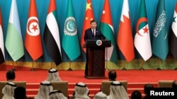 中国国家主席习近平2024年5月30日在中阿合作论坛上发表讲话。(路透社)