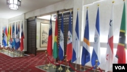 台湾外交部大厅展示的邦交国国旗