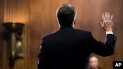 Thẩm phán Brett Kavanaugh tại buổi điều trần tại Uỷ ban Tư pháp Thượng viện ngày 27/09/2018.