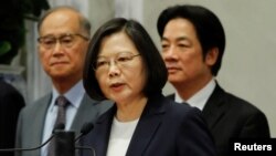 Tổng thống Đài Loan Thái Anh Văn nói với các phóng viên tại Đài Bắc ngày 24/5/2018, sau khi Burkina Faso chấm dứt các quan hệ ngoại giao với Đài Loan.