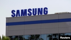 三星公司在墨西哥的工厂厂房上树立的三星标识。(2019年6月1日)