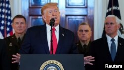 美国总统特朗普在白宫就伊朗问题发表讲话。(2020年1月8日)