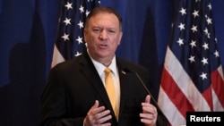 美国国务卿蓬佩奥出席74届联大期间在纽约举行记者会 (2019年9月26日)