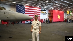 美国一艘航空母舰2023年6月访问越南。（法新社） 