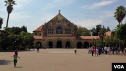 来自各地的游客参观斯坦福大学校园。(资料照片)