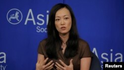 苏·米·特里(韩名:金秀美)2017年6月19日在美国纽约亚洲协会举行的“半岛危机:对美韩联盟的影响”讨论会上发言。(资料照片)