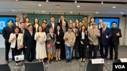 台湾联合国协进会参加华盛顿智库哈德逊研究所座谈会,右3为该协进会荣誉理事长及前台湾国防部长蔡明宪。(2024年9月17日,美国之音锺辰芳拍摄)