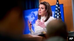 Phát ngôn viên Bộ Ngoại giao Morgan Ortagus tại cuộc họp báo ở Washington, ngày 17/6/2019.