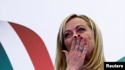 意大利兄弟党领导人梅洛尼将成为意大利首位女总理。(路透社2022年9月25日)