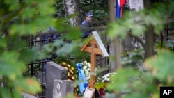 瓦格纳集团首领普里戈津在俄罗斯圣彼得堡一个墓地被秘密下葬。(2023年8月29日)