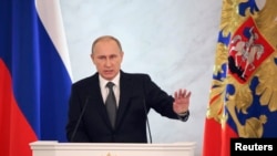 2014年12月4日俄罗斯总统普京在莫斯科克里姆林宫发表度国情咨文