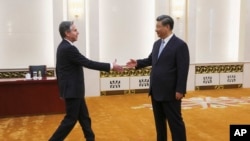 美国国务卿布林肯2023年6月19日在北京会见中国国家主席习近平。(美联社)