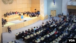 2017年世界卫生大会2017年5月22日开幕现场 (翻拍自世卫组织官网)